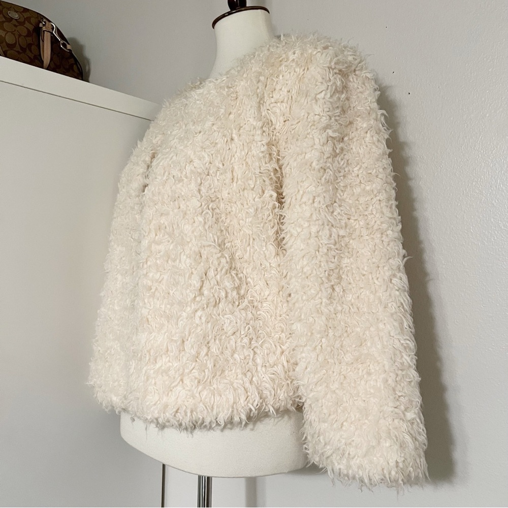 CAbi Coat Ivory Cream Fuzzy Sherpa Coat Style 3024 - Picture 9 of 12